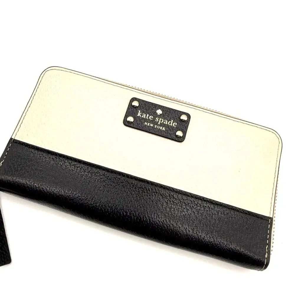Kate Spade Neda Wellesley Two Tone Pebble/Black Zip Wallet WLRU2547